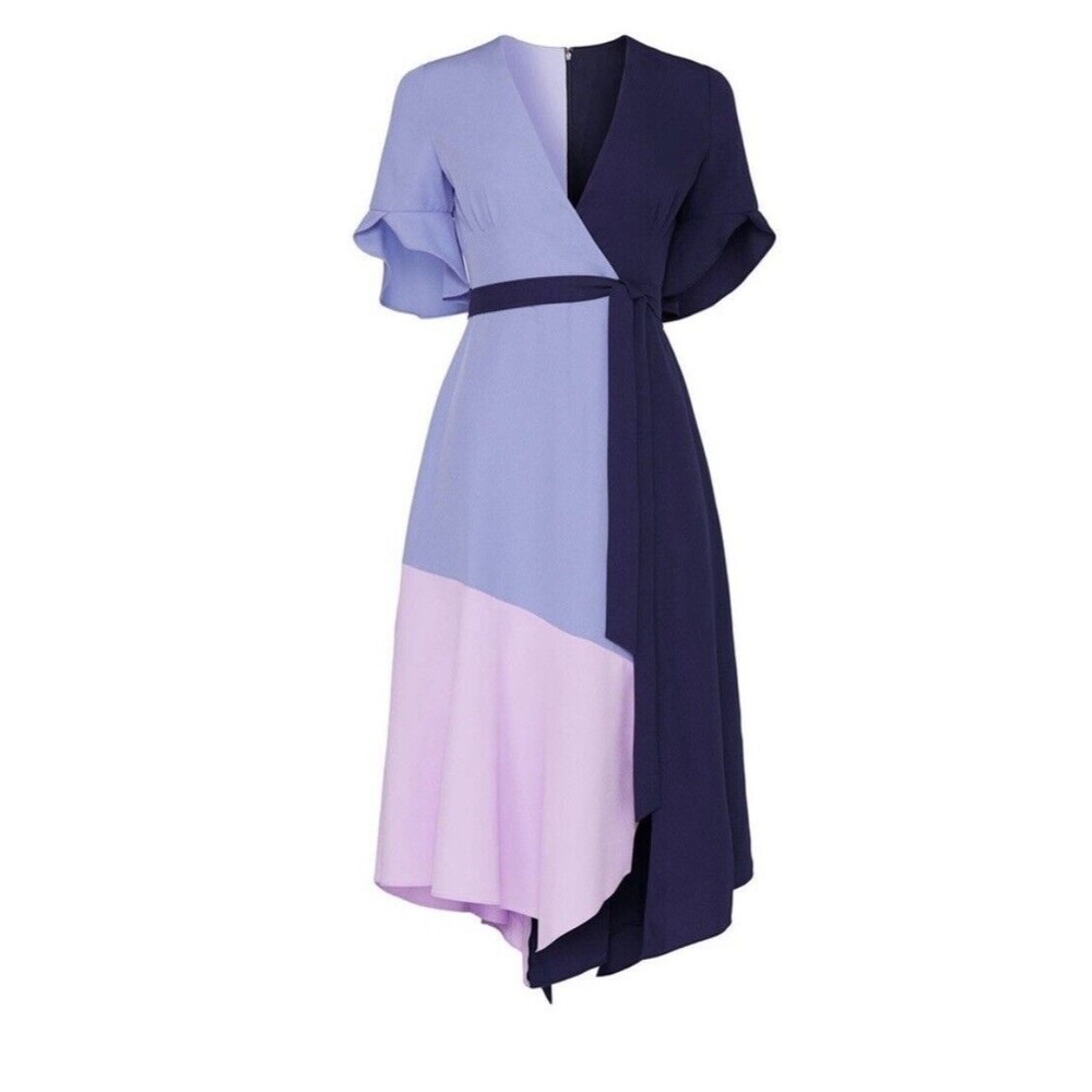 HUTCH Women’s Colorblock Short Sleeve Wrap Knee‎ Length Dress SIZE SMALL